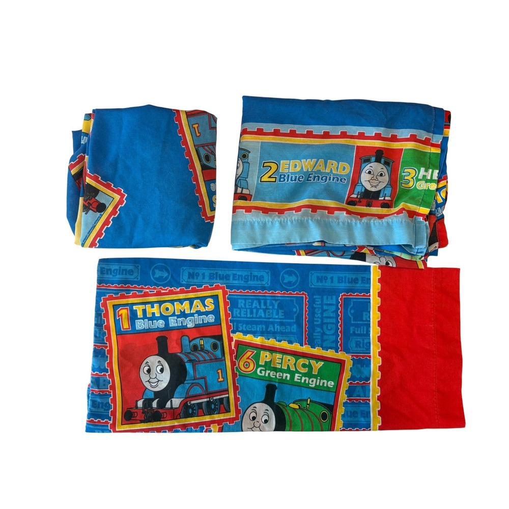 Vintage Thomas & Friends Twin Bedspread and Pillowcase Set Dan River Blue 411
